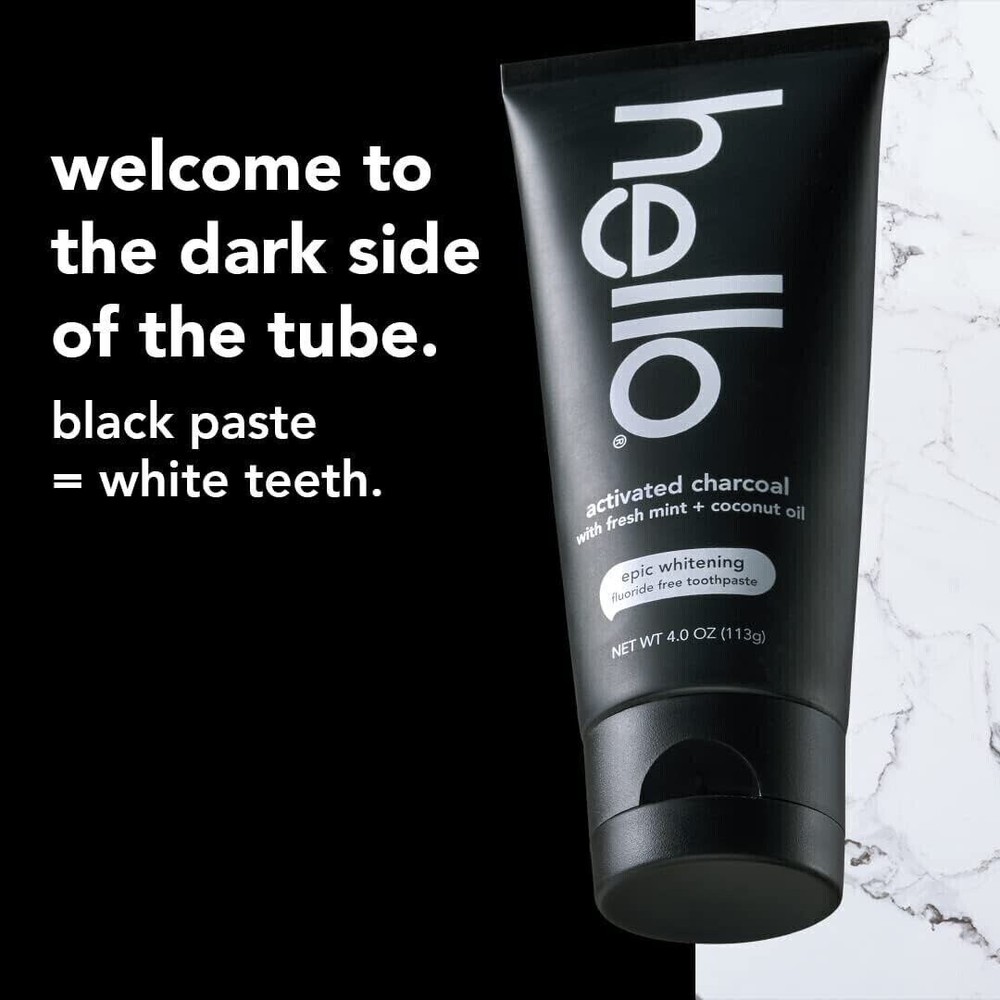 hello Oral-Care Activated-Charcoal Teeth Whitening Toothpaste -Pack 2