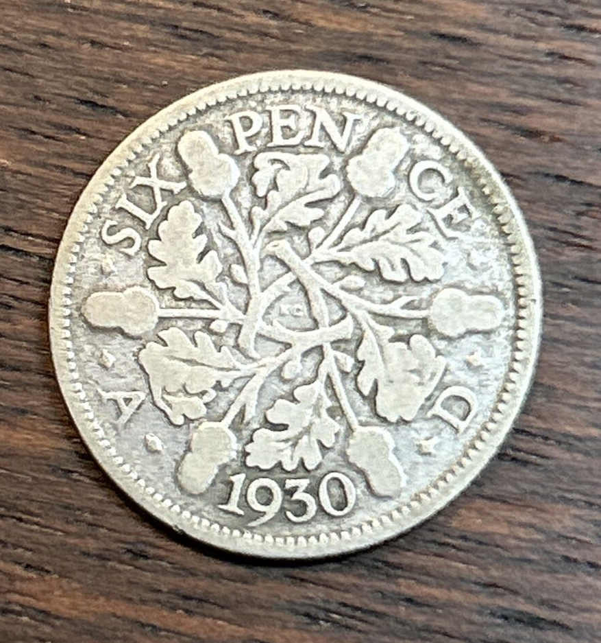 1930 Great Britain 6 Pence Silver Coin