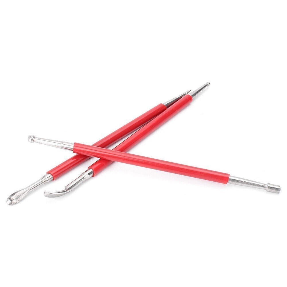 3pcs Modelling Tools Kit Set Red + Silver For shaping wax or PMC Silver Clay