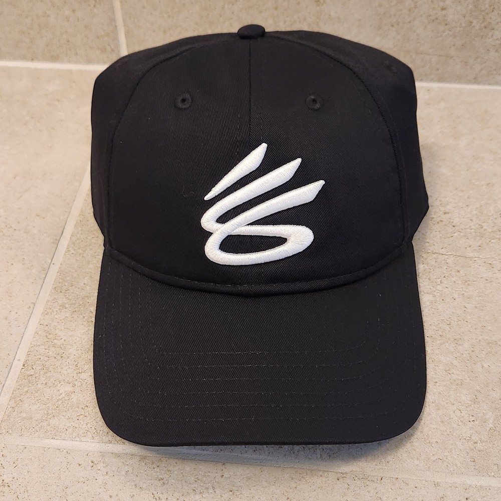 Under Armour UA Steph Curry Adjustable Hat Cap Stephen Curry Black White Logo