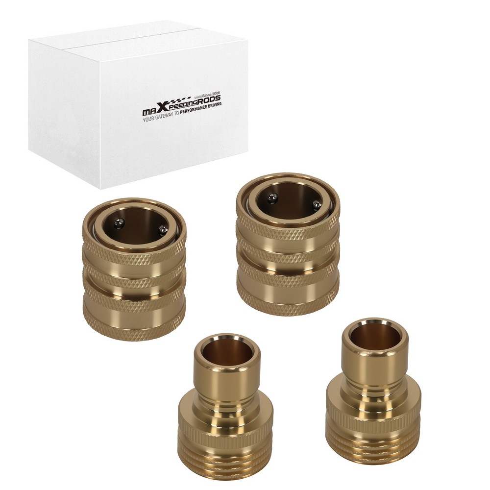 Brass Quick Connect Adapter 3/4" Pressure Washer Fitting Coupler 4Pcs Kit