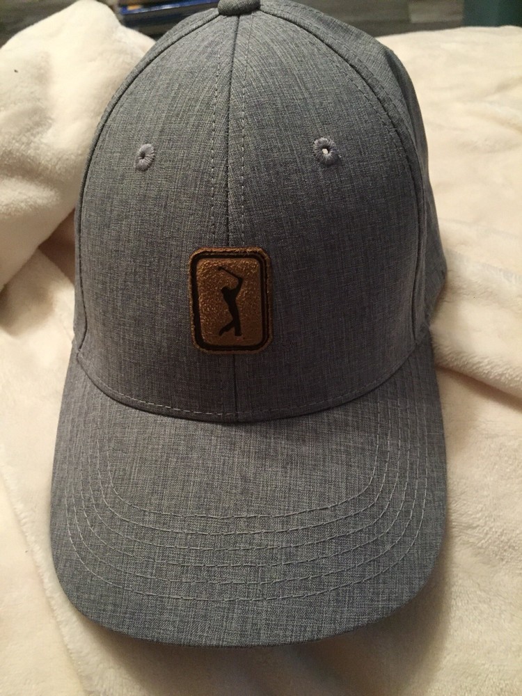 PGA Tour Hat Golf Ball Cap Grey Tan EUC