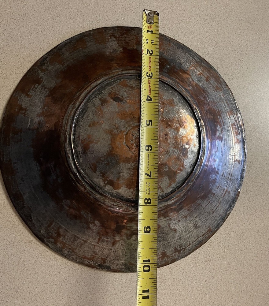 Antique Persian Copper Bowl Hand Engraved Arabic Script