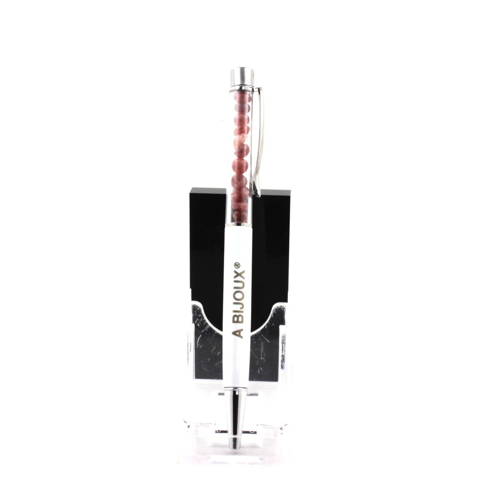 Brazilian Ruby Mineral Pen. White Color.