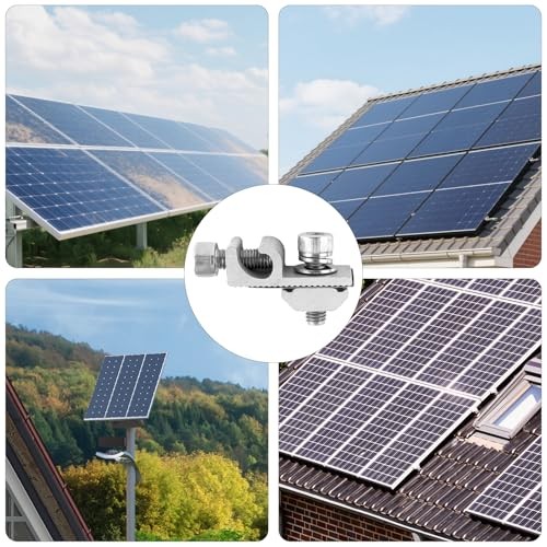 16 Pcs Solar Panel Grounding Lugs, Stainless Steel, Silver, Mount Bracket,