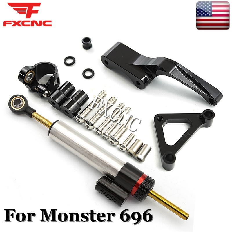 Adjust Steering Damper Stabilizer & Mounting Bracket Kit For Ducati Monster 696