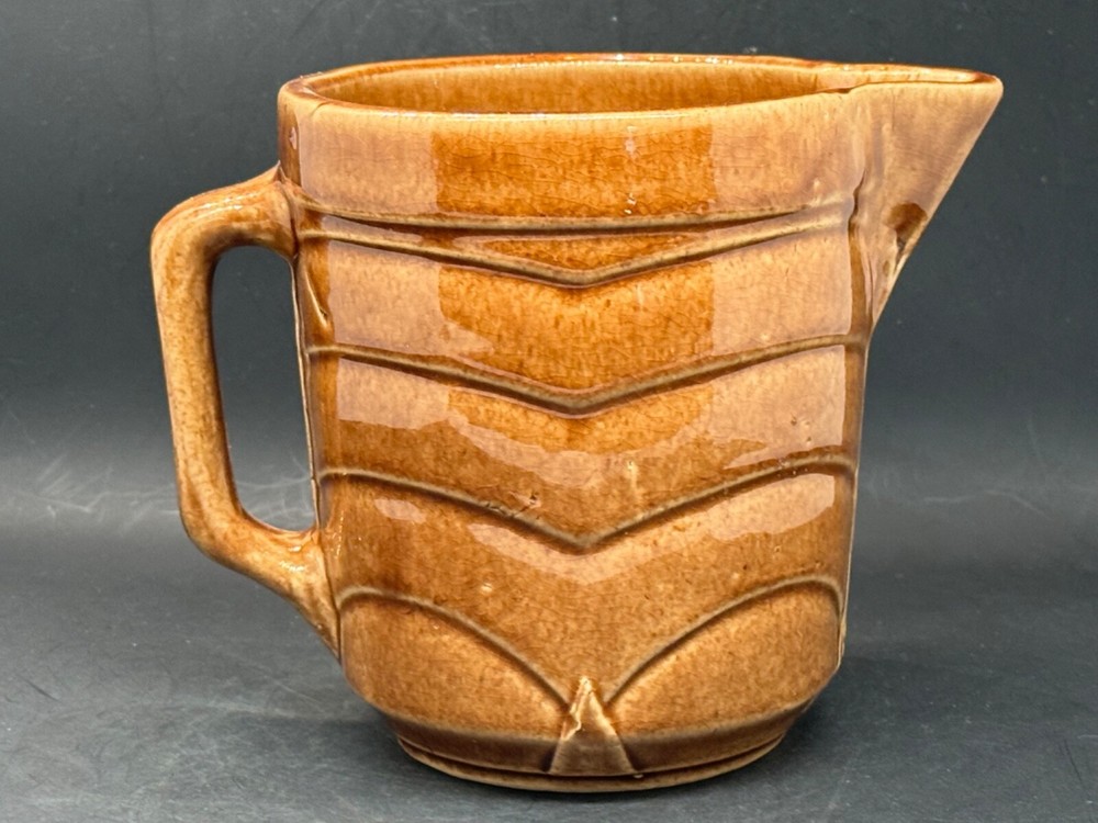 Mid Century, brown pottery, small , brown pitcher, 5"