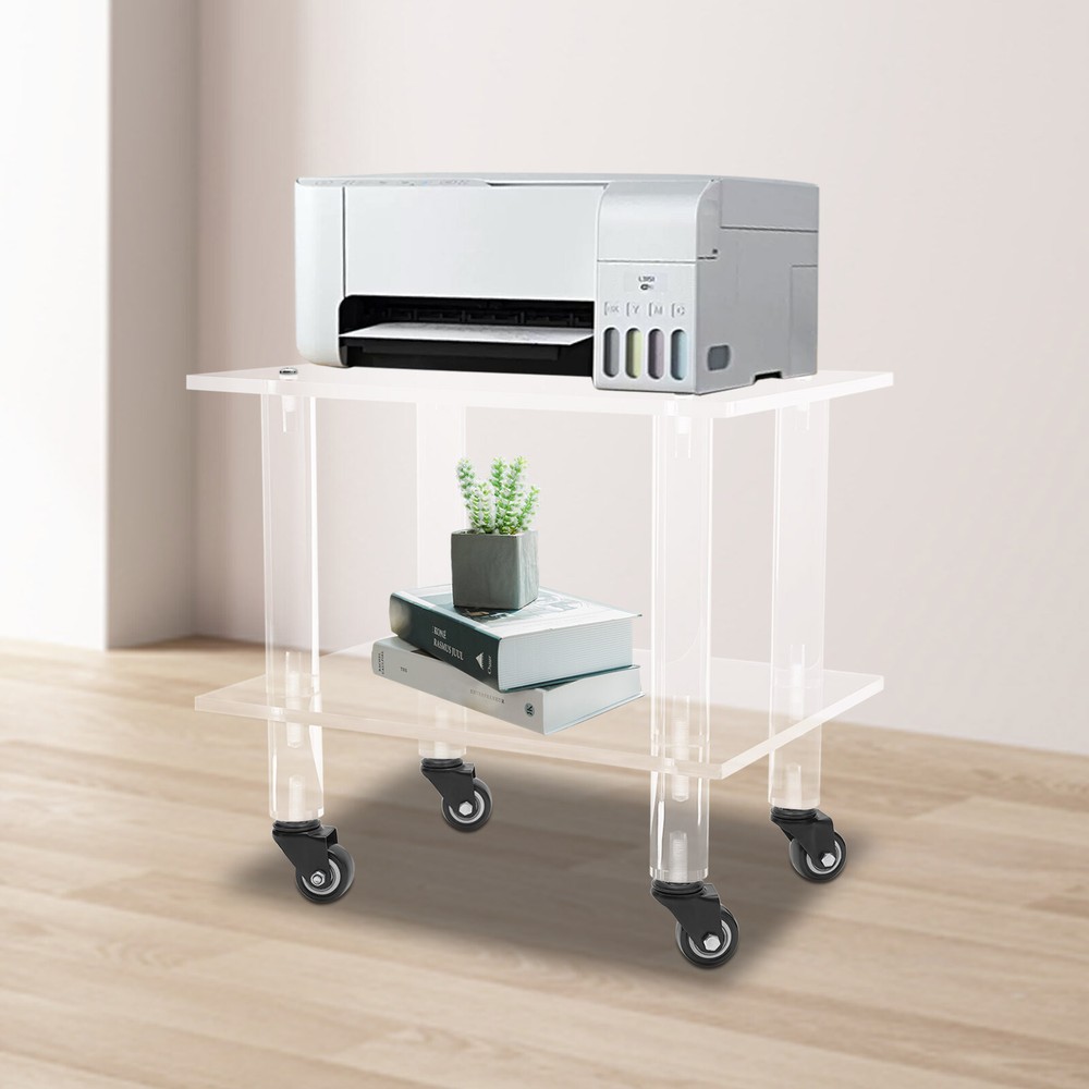 Acrylic Printer Stand Free Standing Printer Mount Clear Printer Stand W/ Wheels