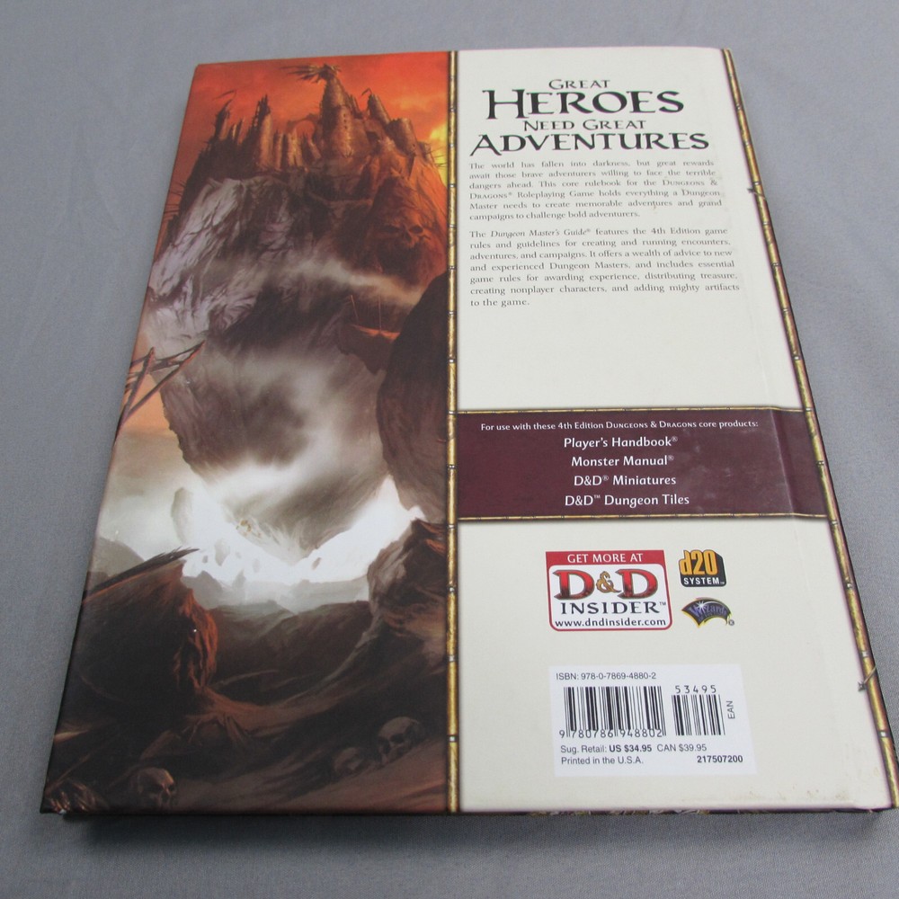 Dungeon Dragons 4th Edition Master's Guide Roleplaying Game Core Rules Book