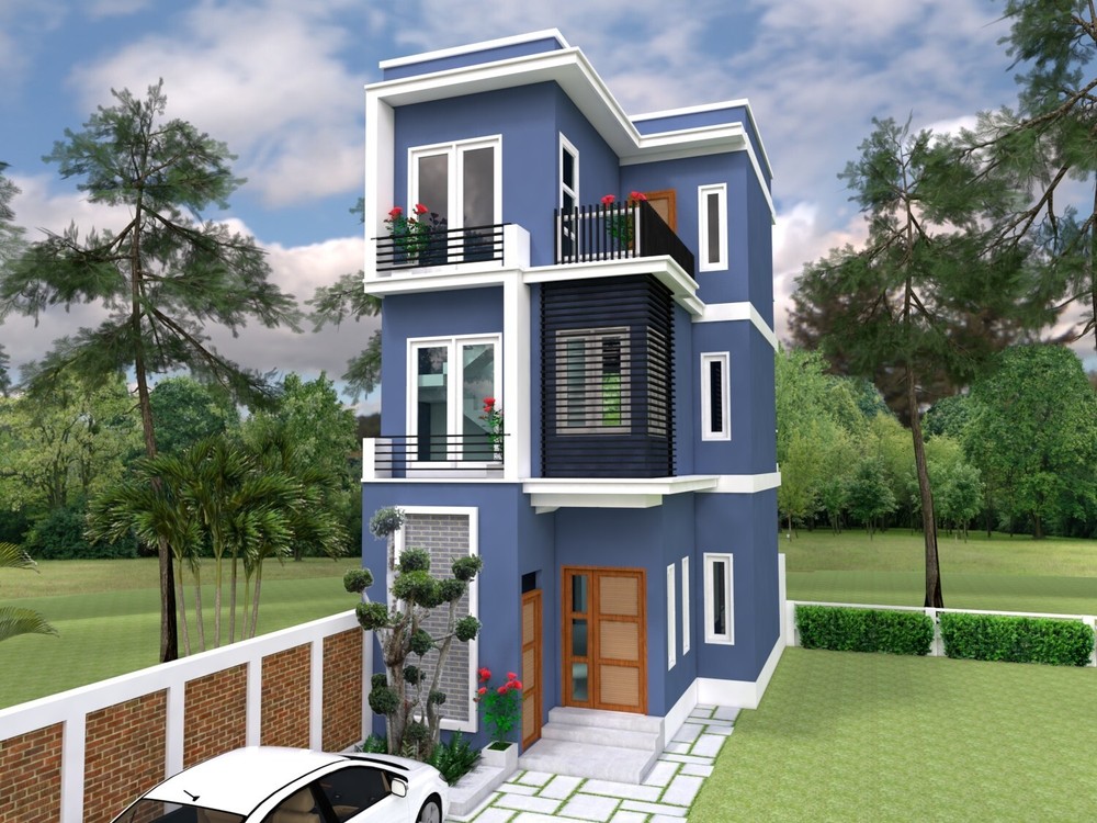 17x26 Small Home Design Plan 5x8 Meter 2 Beds 3 Baths PDF Plans (A4 Hard Copy)