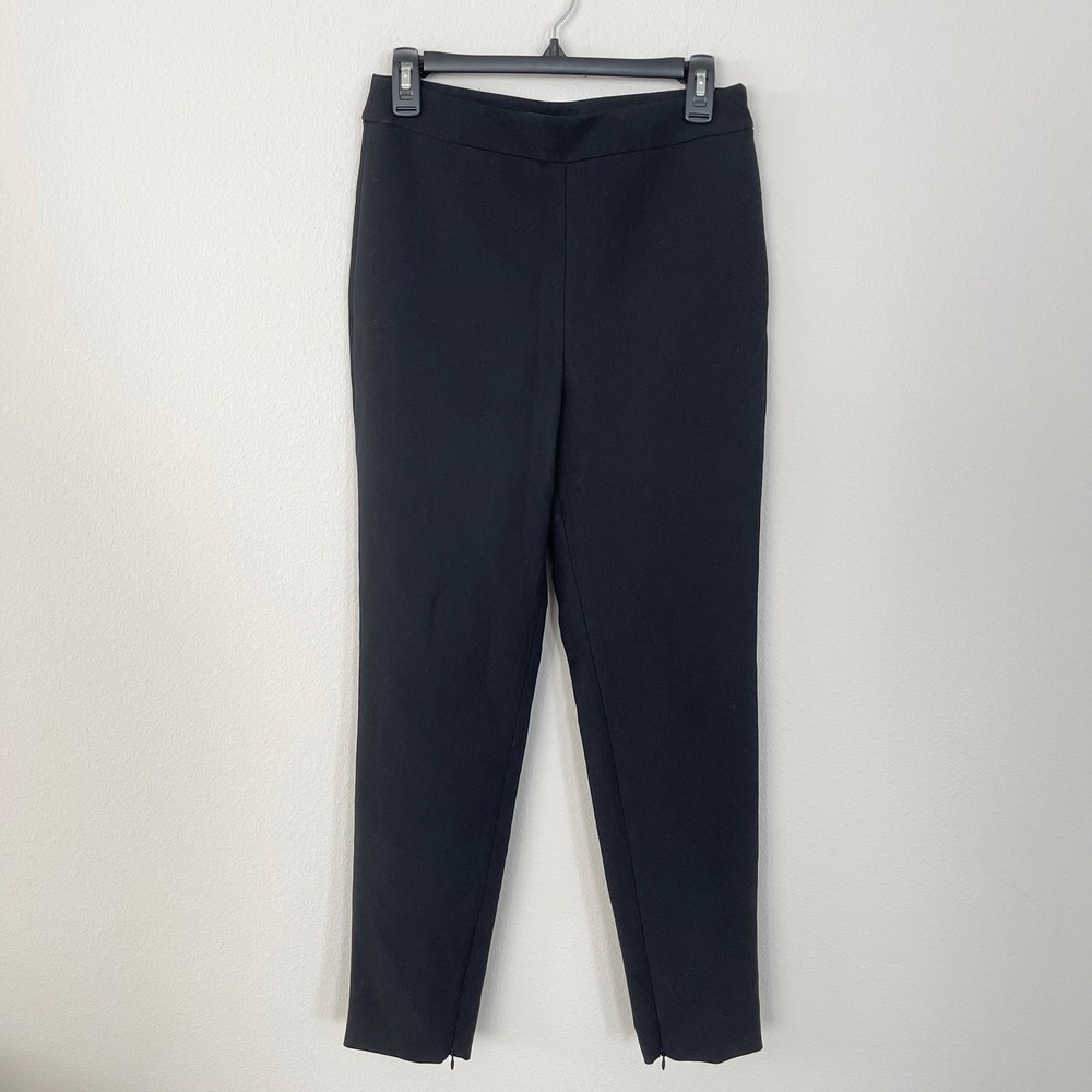 ST. JOHN Black Ankle Zip Trouser Pants (Size 4)