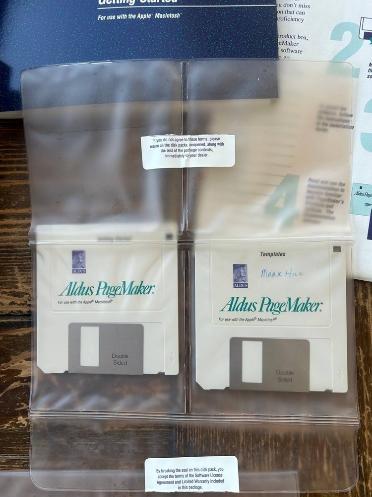 Aldus PageMaker 3.0 Macintosh Software 4 Disks Manuals Box