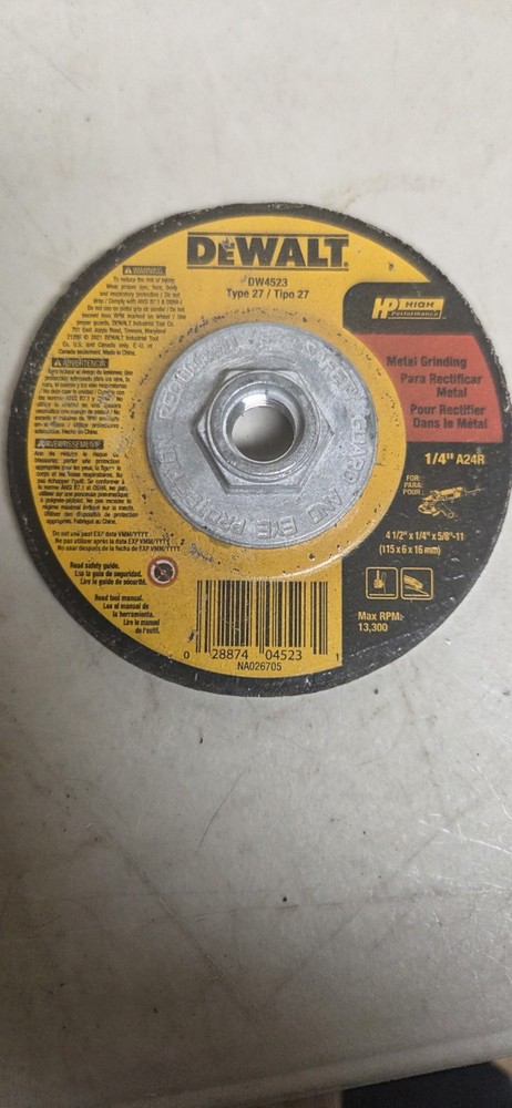 Dewalt Dw 4523 4 1/2" X 1/4" X 5/8-11" Grinding Wheel 10 Pack
