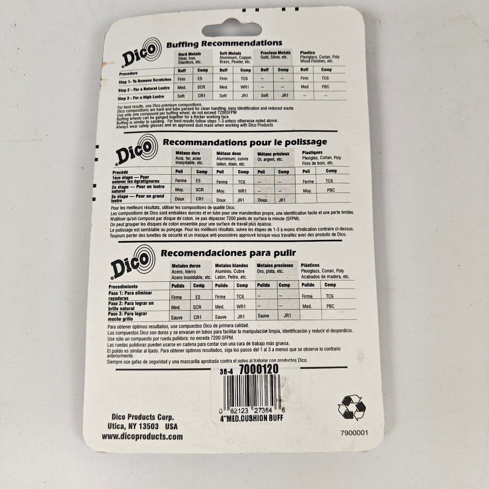 2 Pack Dico Cotton Medium Cushion Buffing Wheel #36 4" 7000120