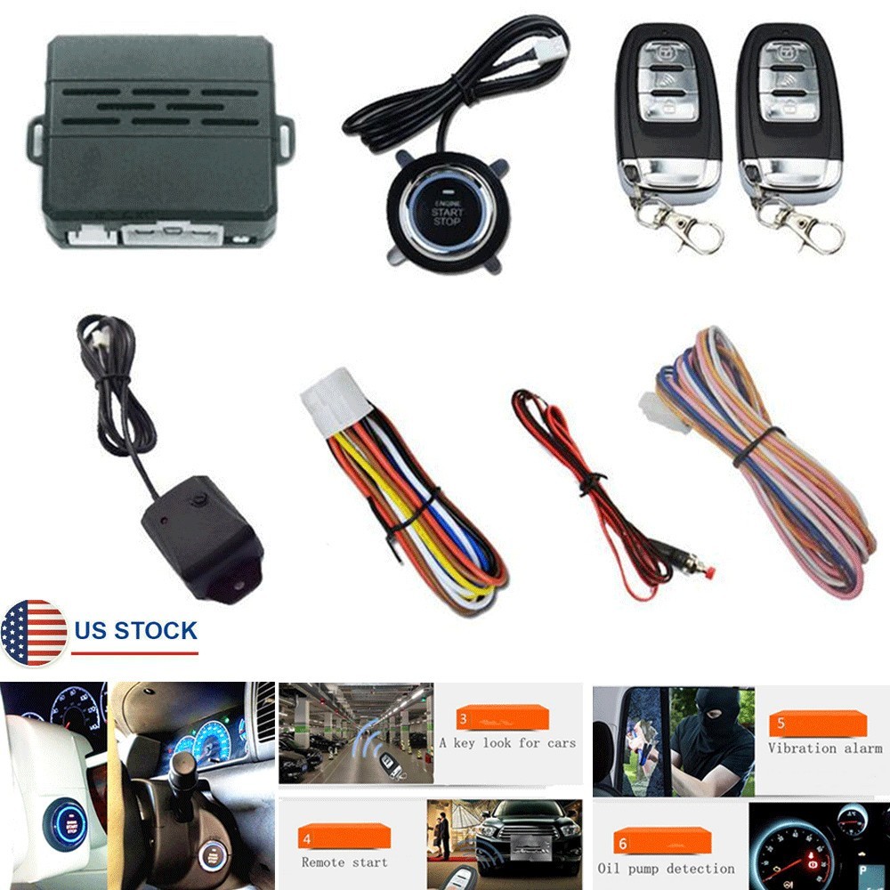 Car SUV One Key Remote Start System Ignition Engine Start Button Vibration Alarm