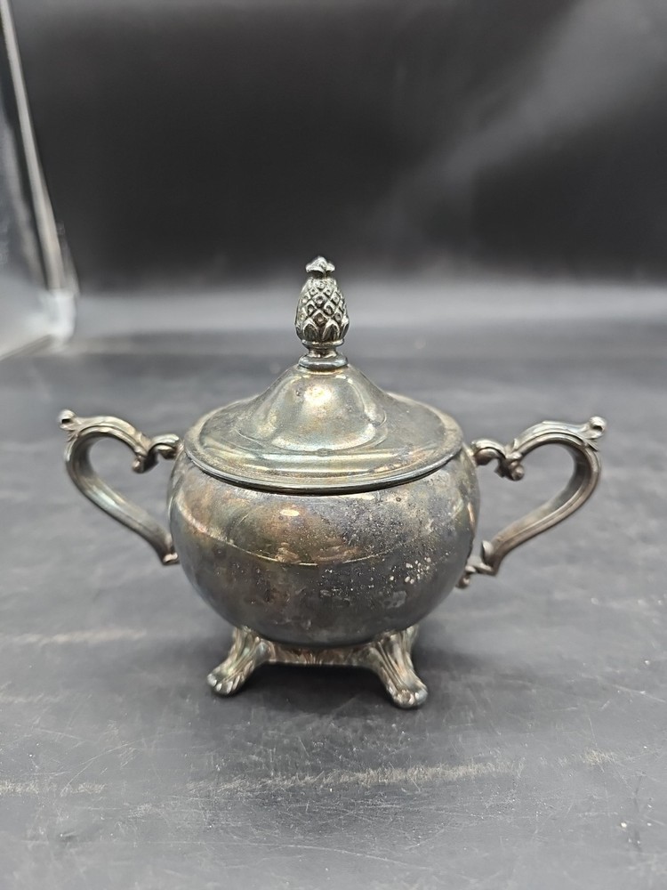 Silverplate Footed Sugar Bowl Vtg Unmarked