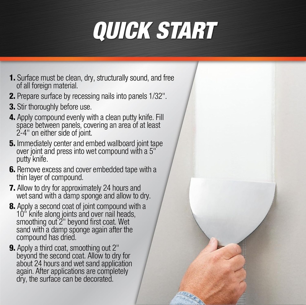 Wallboard Joint Compound White 3 Lb Drywall Patch Repair