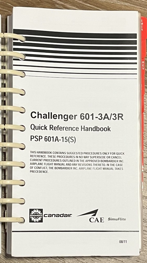 Canadair Challenger Flight & Operating Manuals + Quick Reference PSP600-1 Plane