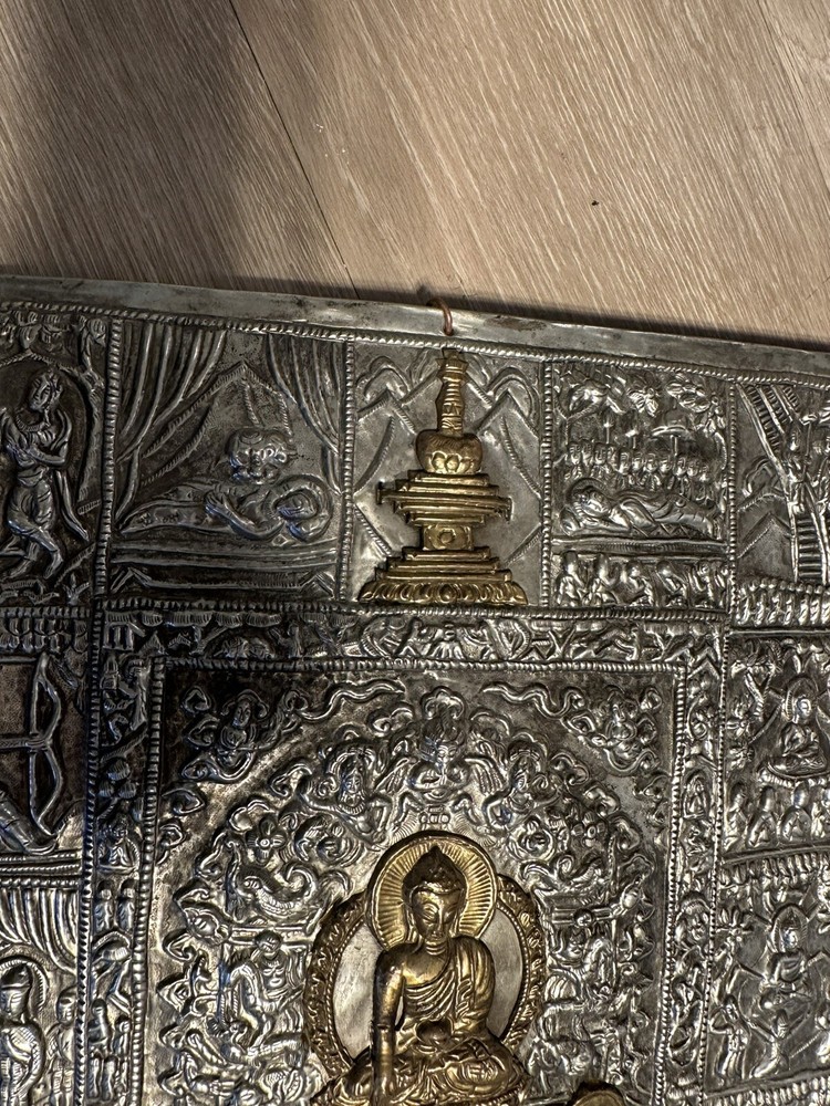 Handcrafted Brass Buddhist Embossed Panel