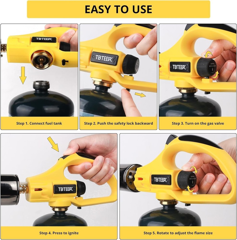 High-Temperature Propane Torch with Continuous Flame Mode for Effortless Cooking