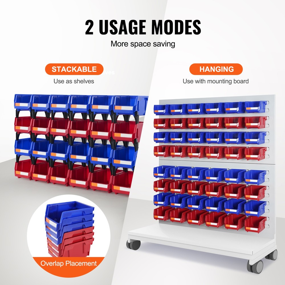 Uimoso Hanging Stackable Storage Bin Plastic Organizer Garage Box 24PCS Blue/Red