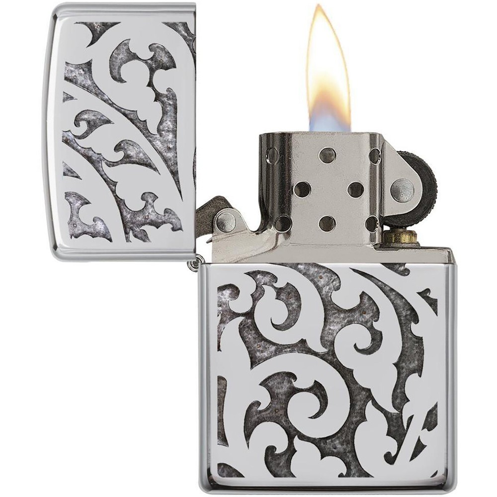 Zippo High Polished Chrome Filigree Pocket Lighter