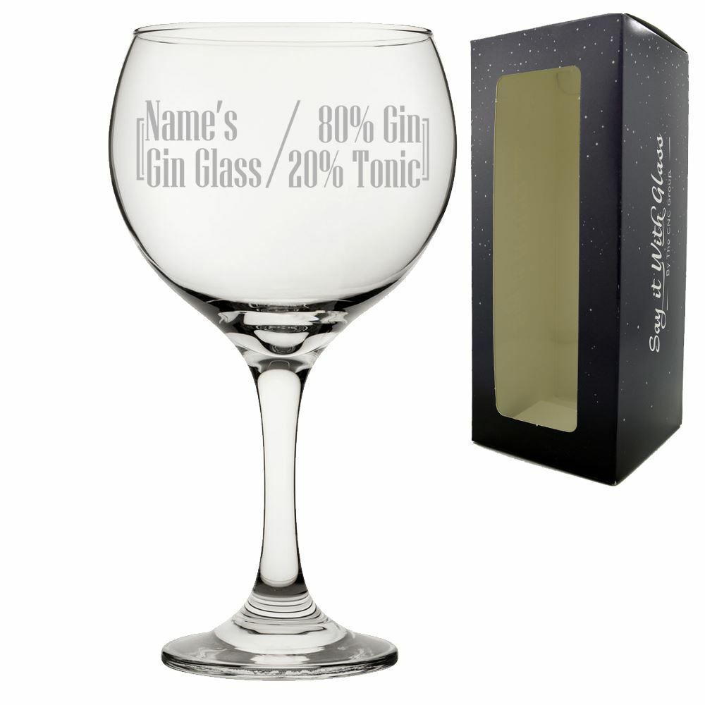 Personalised Engraved Gin Measurements Glass with Gift Box
