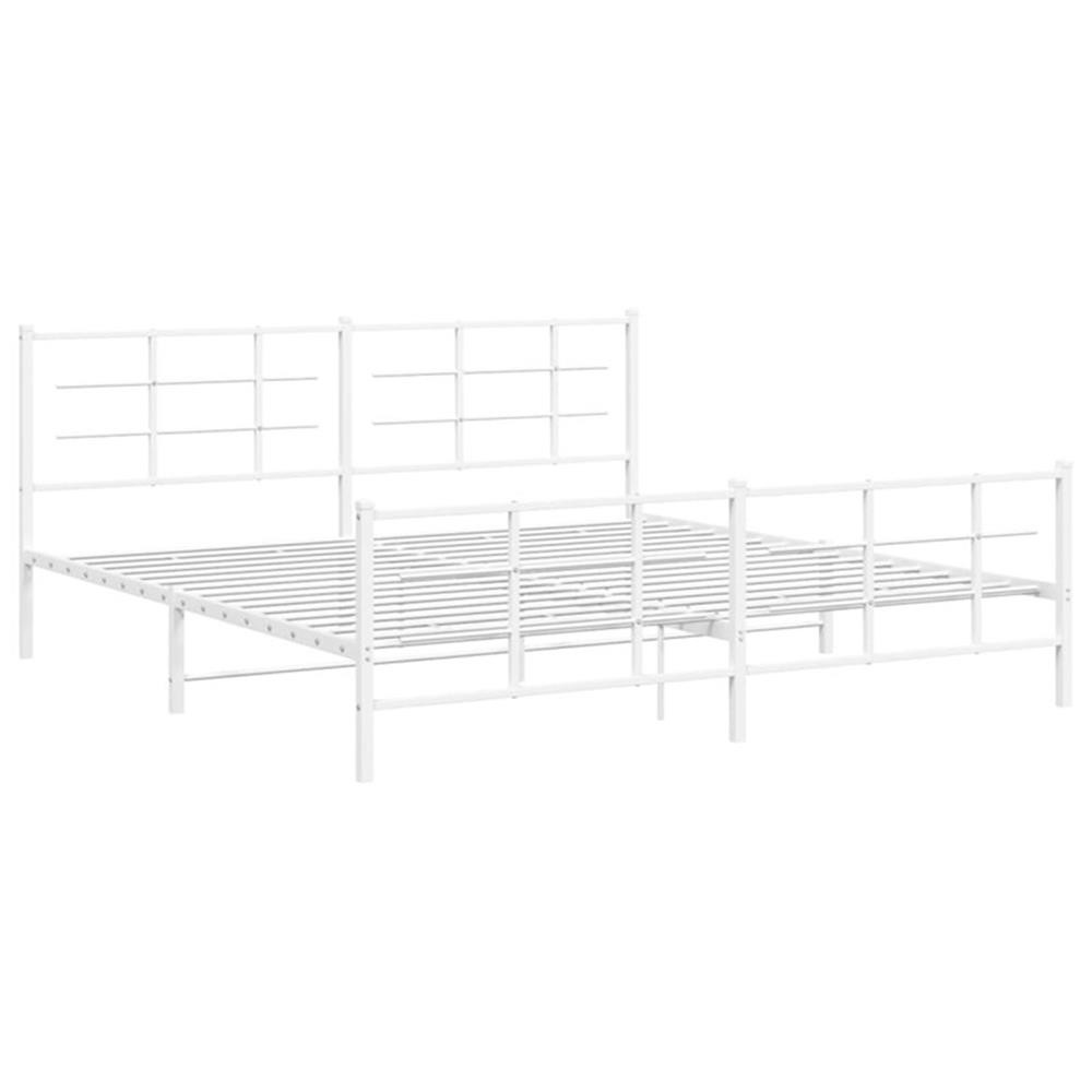 Bowery Hill Rectangular Powder-Coated Steel Full Bed Frame in White