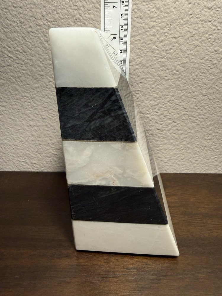 Marble Book End Black & White Stripped Decorative Bookends