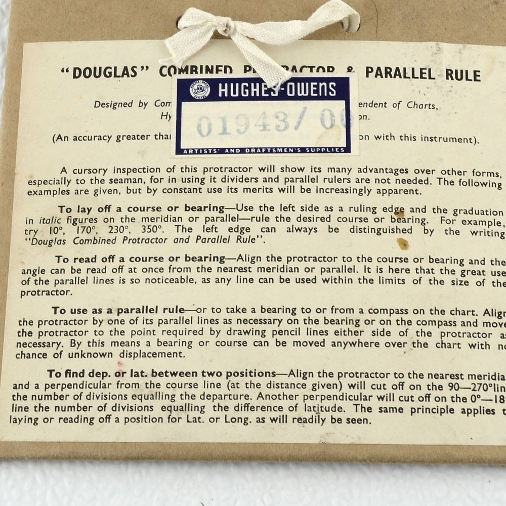 WWII Era Douglas Protractor Parallel Rule Aviation Navigator Plotter Tool