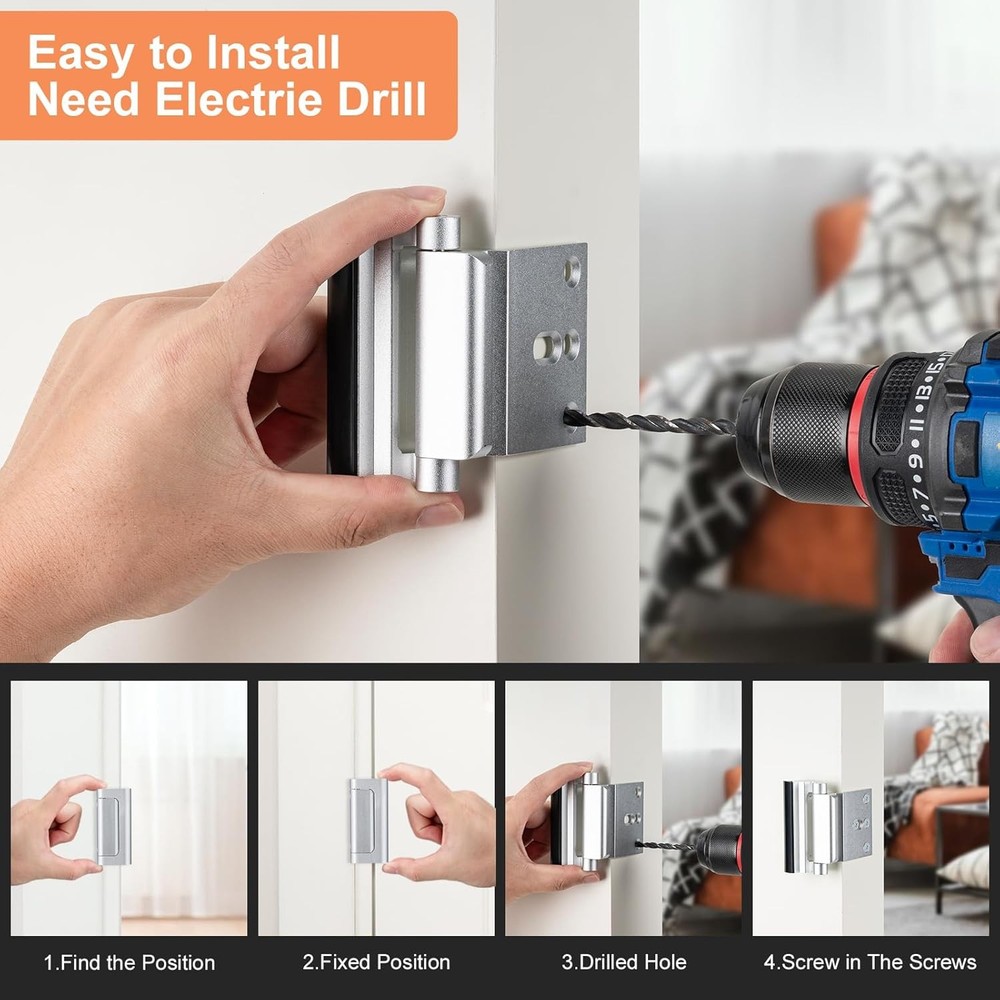 2 Pack Home Security Door Lock,Childproof Reinforcement 2Pack-Silver