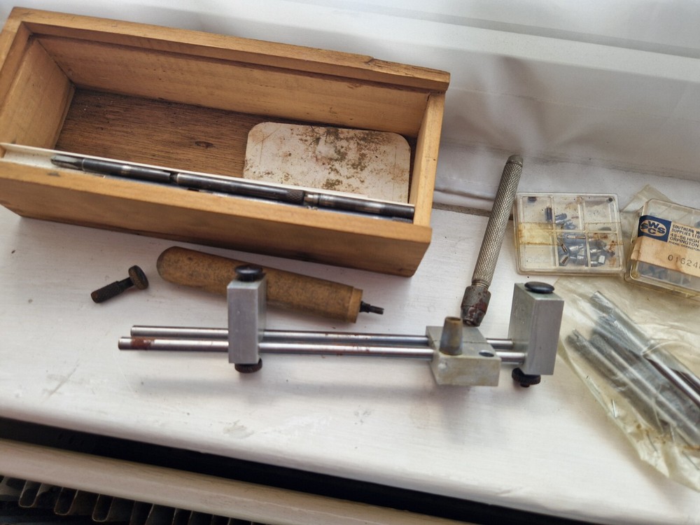 clock repair bushing tool Clockmaker tool set SUPERB incl extra bits + bushes