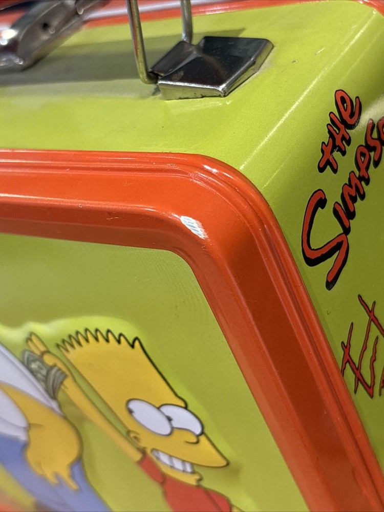 Simpsons Bart & Homer Metal Lunch Box With Drinking Thermos 2000 NECA