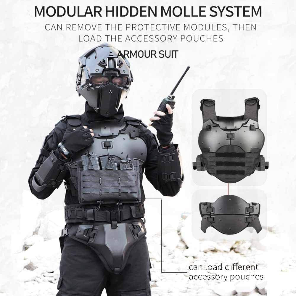 Airsoft Vest Armor Vests Adjustable Tactical Molle Chest Protector Set Paintb...