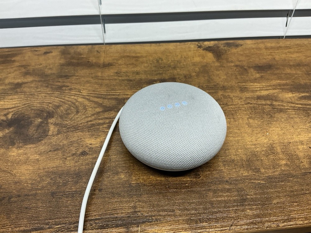 Google Home Model H2A Mini Smart Assistant Bluetooth Speaker Grey White Tested