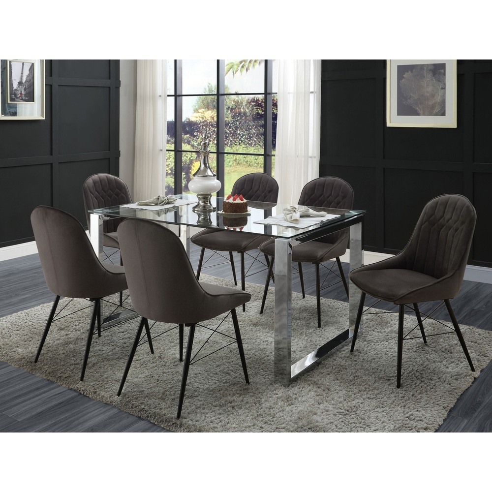 Grey and Black Tufted Back Dining Chairs