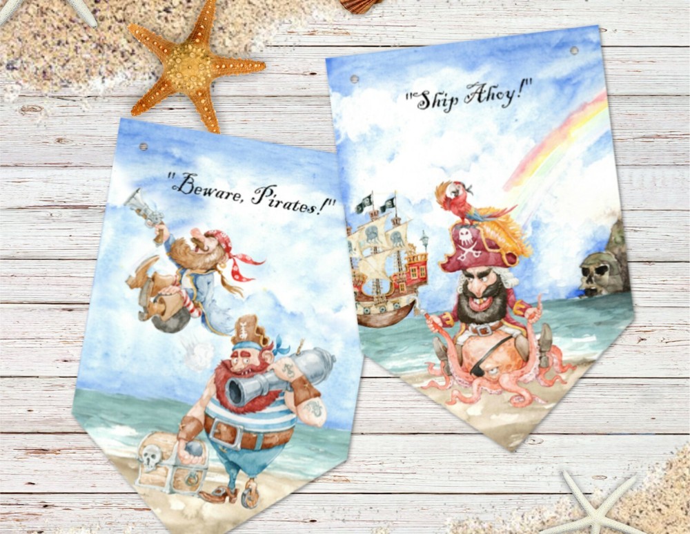 Pirate Bunting Banner & Ribbon - 8 Flags