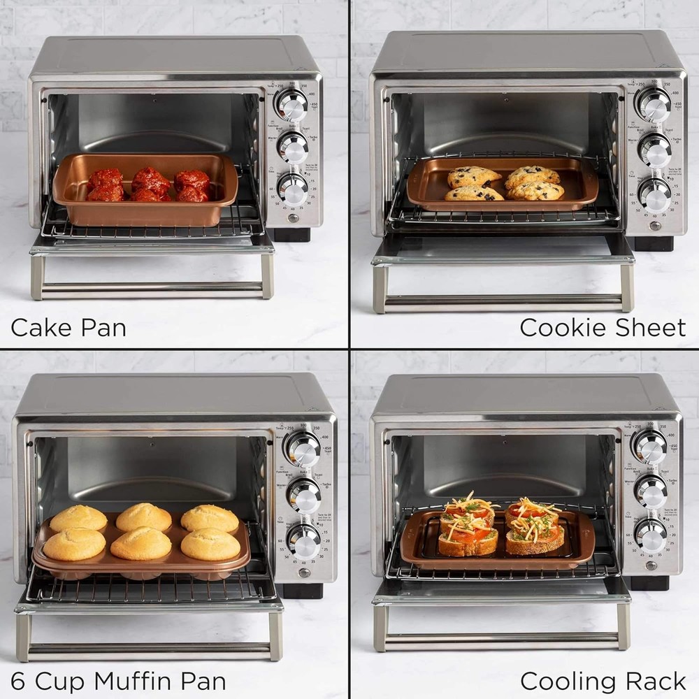 Ecolution Non-Stick Toaster Oven Bakeware Set, 4 Piece, 4-Piece, Copper