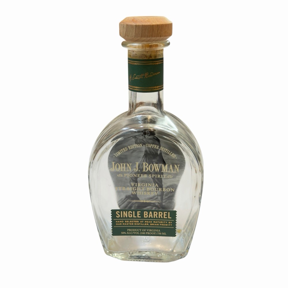 John J Bowman Single Barrel Empty Bourbon Bottle