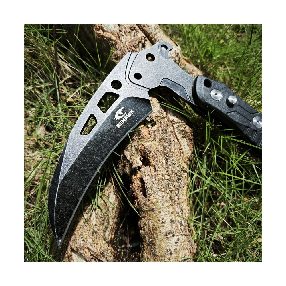 Folding Sickle Knife With Sheath, Quick Release Tactical Survival Tool with S...