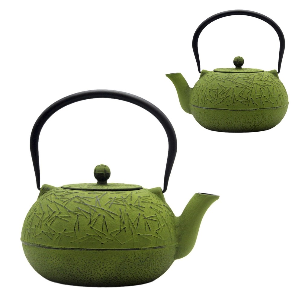 60.9oz Large Cast Iron Teapot, Big Tea Kettle for Stovetop Safe, Green Cast I...