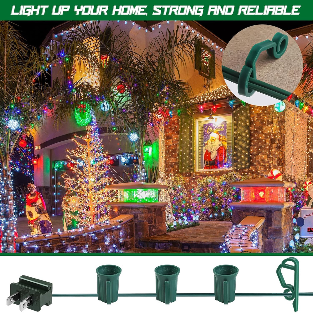 50 Ft C9/E17 Christmas Light Sockets Set Outdoor UL Listed String Light Include