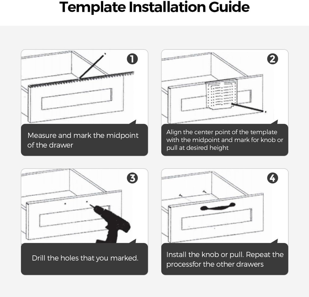 Multi-Size Cabinet Handle Template with Drilling Kit for Precise Installations
