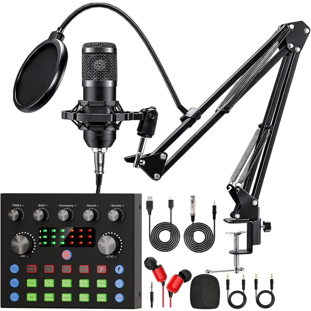 Podcast Equipment Bundle, Recording Studio Package with Podcast Microphone an...