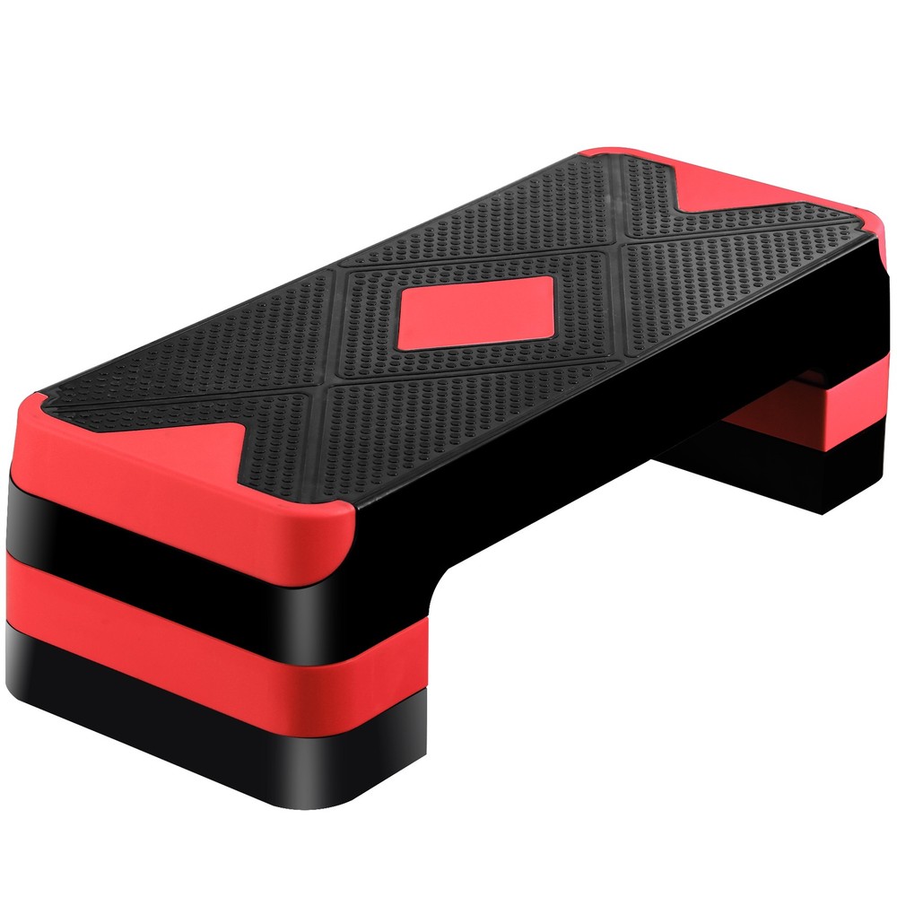 26.5" Aerobic Exercise Step Platform w/4 Risers Adjustable Workout Stepper Red