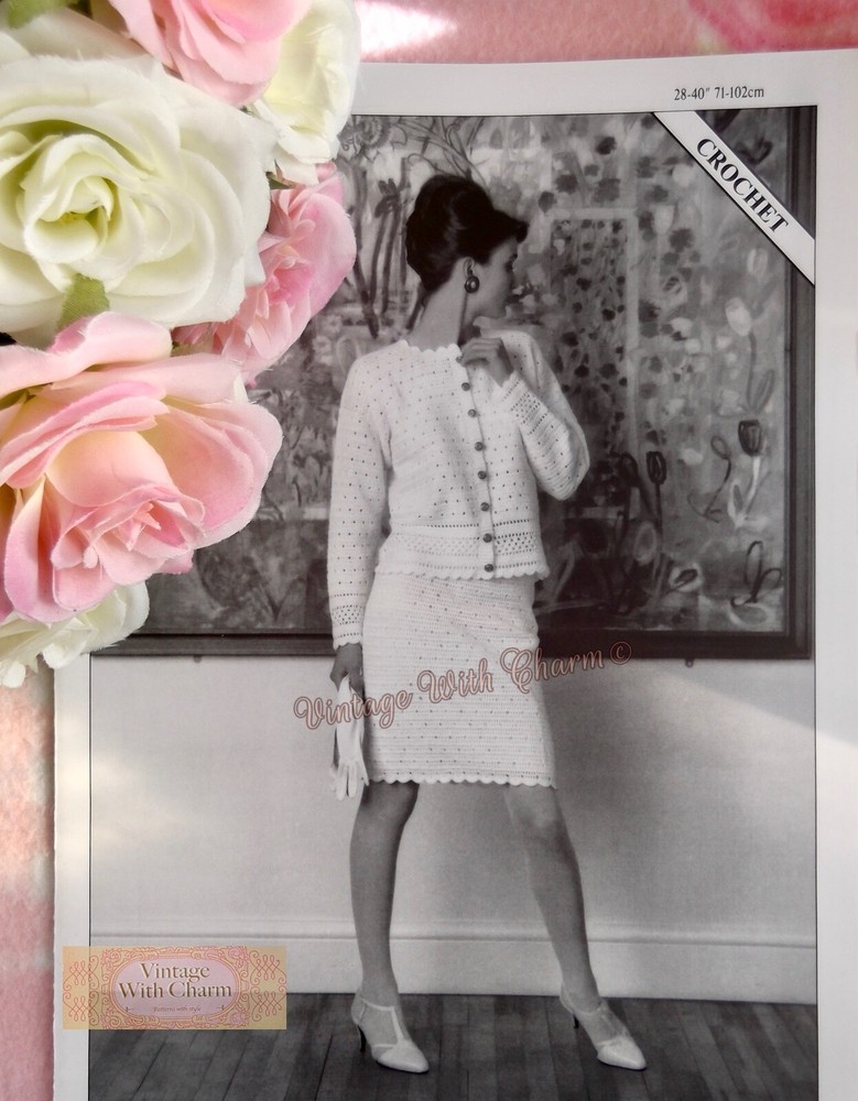 Vintage Crochet Pattern Lady's Suit. Jacket & Skirt