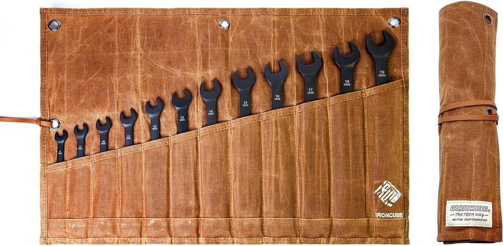 Tool Pouch, Roll-Up Storage Bag for Hand Tools & Wrenches Brown