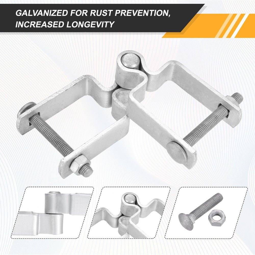 4Pcs 2"x2" Chain Link Fence Gate Post Hinge with Bolt&Nut for Square Pipe