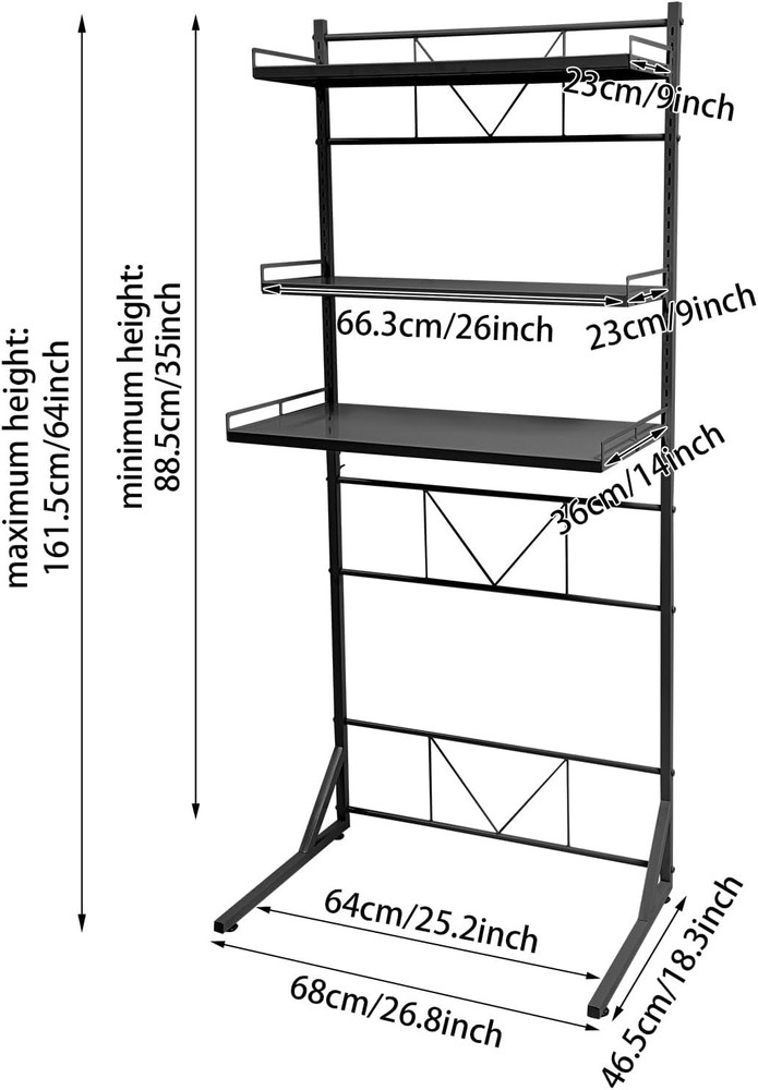 3-Tier Multi-Functional Washing Machine Shelf Adjustable Laundry Storage Shelf