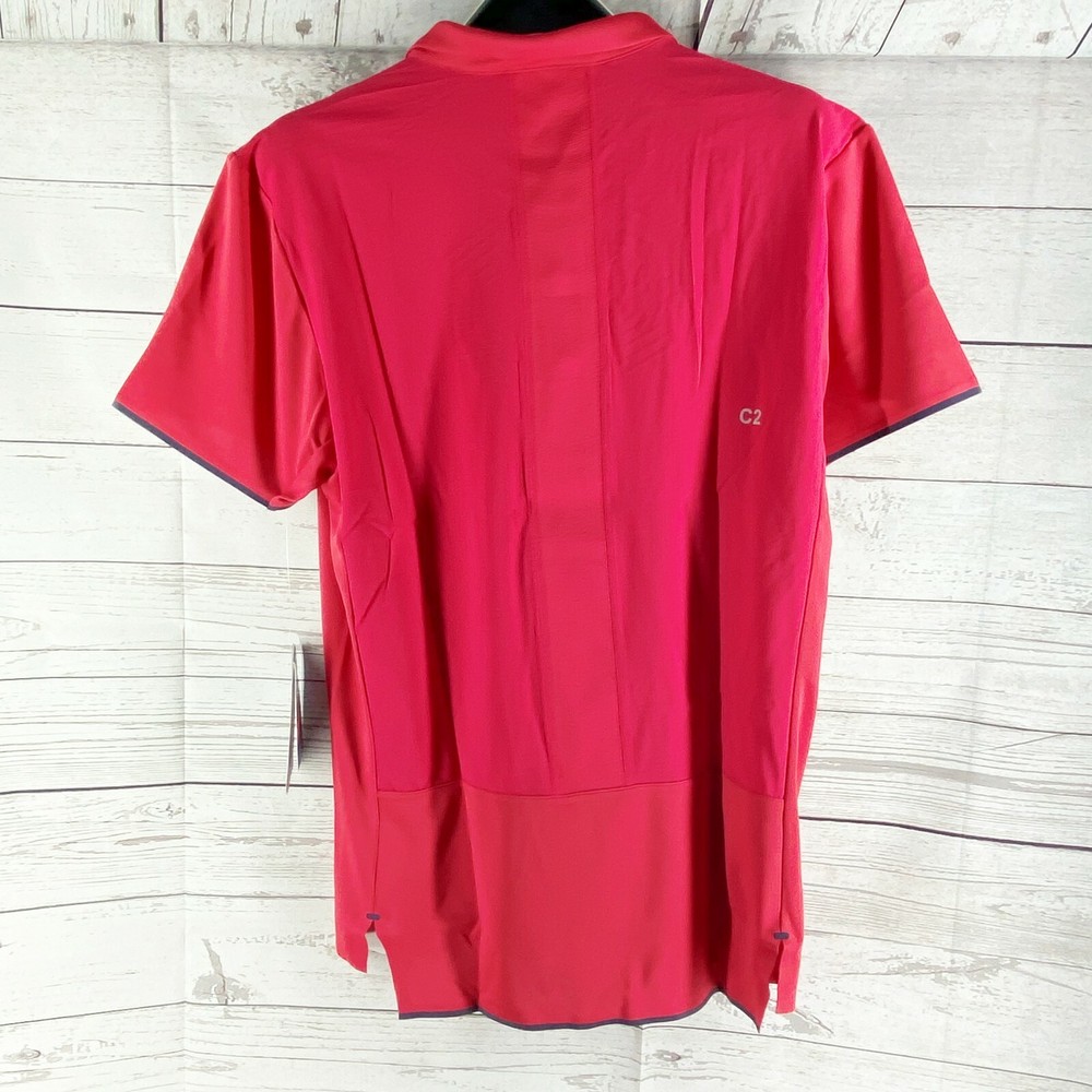 Asics Mens Gel-Cool Snap Button Performance Polo Red Navy Size M